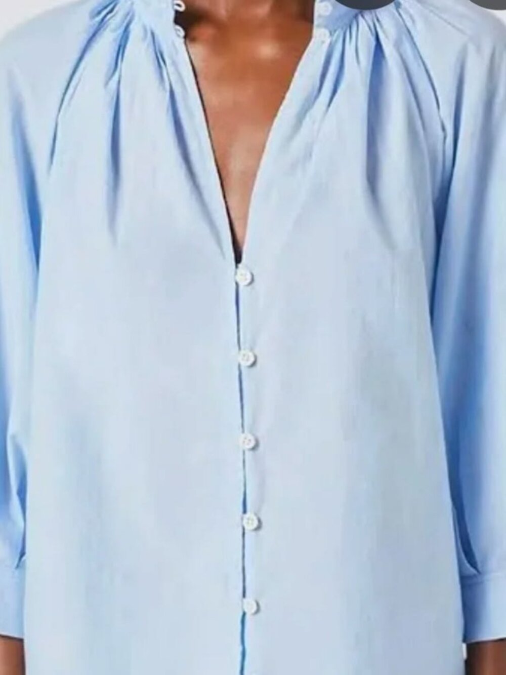 Frame Pleated Collar Button Down in Blue Size XL Like New